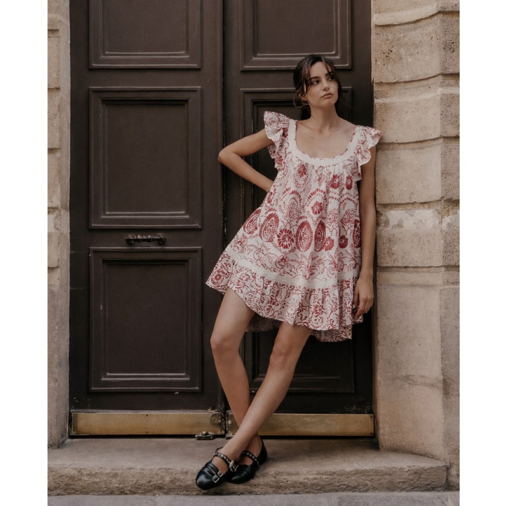 Anthropologie Maeve | Cottage Core Flutter-Sleeve Babydoll Mini Dress ~ Small